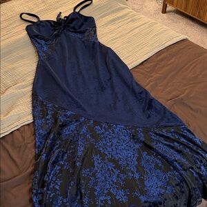 Cider Midnight Blue Floral Maxi Dress